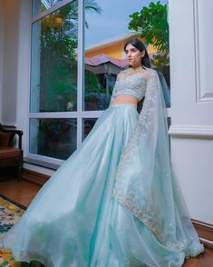 Sky Blue Lehenga, India Traditional Dress, Gaur Nitai, Dupatta Designs, Lehenga Pattern, Desi Dress, Lehenga Design