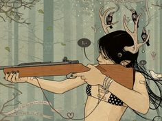 Mexican artist Chiara Bautista. Her pop-surrealist art is trending all over the web, telling tales of love and dreams. Chiara Bautista, Mexican Artists, Art Et Illustration, Pop Surrealism, Art And Illustration, Banksy, Antlers, Drawing Inspiration, Amazing Art