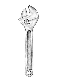 a wrench drawing on a white background with no image to describe, it's not easy to draw