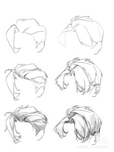 the different stages of hair being drawn by someone's head in this drawing lesson