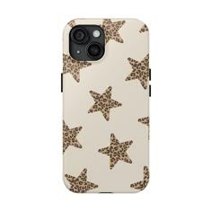 an iphone case with leopard stars on it