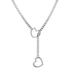 PRICES MAY VARY. Heart Slip Chain Choker Necklace for women:Our slip chain heart necklace design by two heart accessory and a chunky cuban chain,design inspiration is "two hearts together",unique and trendy style showcase your personality and charm,suit different occasion to wear. Material and Size:The slip heart chain is made of quality stainless steel,it’s strong and durable for daily wear,,suit sensitive skin,chain length is 25in How to Wear: To wear your slip heart necklace , first holding o Double Heart Chain Jewelry, Valentine's Day Metal Chain Necklace, Silver Heart Necklace With Chain, Trendy Heart-shaped Adjustable Chain Necklace, Double Heart Charm Necklace With Clavicle Chain, Metal Heart Necklace With Clavicle Chain, Trendy Adjustable Heart-shaped Chain Necklace, Trendy Adjustable Heart Chain Necklace, Valentine's Day Heart Pendant Lariat Necklace With Adjustable Chain