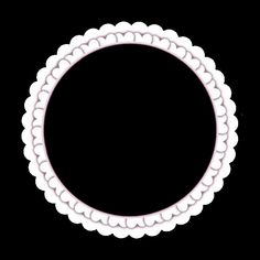 a black and white circular frame with pink trimmings on the edges, against a black background