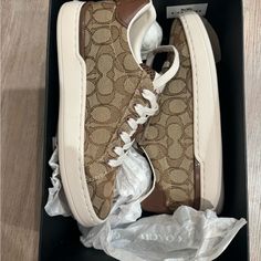 Brand New, Wrong Size Got Shipped So Never Worn Brand New! Coach Beige Sneakers With Round Toe, Coach Beige Round Toe Sneakers, Coach Brown Sneakers With Rubber Sole, Coach Brown Sneakers With Round Toe, Brown Coach Sneakers With Round Toe, Brown Coach Sneakers With Rubber Sole, Coach Brown Round Toe Sneakers, Coach Brown Leather Sneakers, Brown Coach Lace-up Sneakers