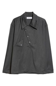 Kiko Kostadinov has turned his tailoring touches into his brand signature, signing this runway-featured overshirt with a K-modeled placket and pocket. Pintucks on the collar and cuffs add unique polish to the style. Asymmetric button half placket Point collar Long sleeves Chest button-flap patch pocket 63% polyester, 33% viscose, 4% elastane Dry clean Made in Portugal Designer Clothing Kiko Kostadinov, Fabric Gift Bags, Nordstrom Store, Fabric Gifts, Free Fabric, Pin Tucks, Collar And Cuff, Print Gifts, Patch Pocket