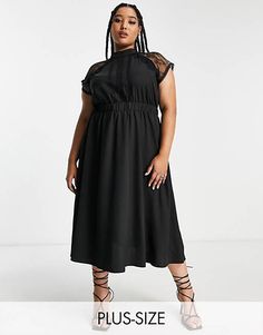 Liquorish Curve a line lace detail midi dress in black | ASOS Dress Styles, Dress Details, Lace Detail, Wedding Guest, Black Fashion, Fitness Models, Asos, Fashion Dresses, A Line