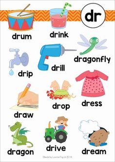 a poster with words and pictures for children to learn how to write the letter d