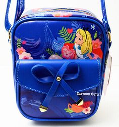 Disney Alice In Wonderland Crossbody Purse Small 8.5" Side Bag Faux Leather Gift | eBay Disney Shoulder Bag For School With Adjustable Strap, Disney Style Shoulder Bag With Removable Pouch, Disney Style Rectangular Shoulder Bag For School, Stitch Merchandise, Lilo And Stitch Merchandise, Disney Alice In Wonderland, Disney Bags, Loungefly Bag, Disney Bag