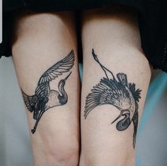 two birds on both legs with black ink