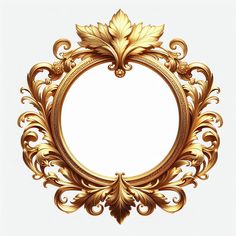 an ornate gold frame on a white background