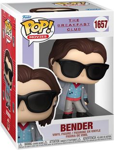 the breakfast club pop vinyl figure bender with black sunglasses and red shirt in box