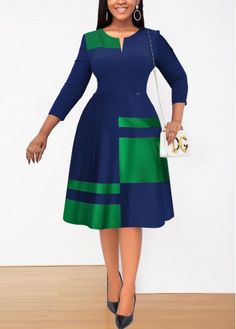 Color:Navy;Size:S;Size:M;Size:L;Size:XL;Size:XXL;Package Contents:1 X Dress;Occasion:Other;Style:Bohemian; Office Dresses For Women Classy, Corporate Dresses Classy, Dresses For Women Classy, Women Office Outfits, Church Dresses For Women, Latest Dress For Women, Corporate Dress, Casual Dresses Plus Size, Office Dresses For Women