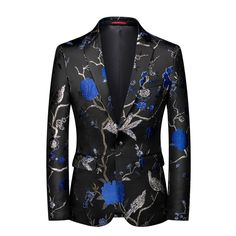 CGSUITS Men's Fashion Luxury Style Floral Embroidery Blazer Suit Jacket Embroidery Blazer, Smart Casual Blazer, Wedding Blazers, Womens Active Wear Outfits, Slim Fit Blazer, Exude Confidence, Slim Fit Jackets, Slim Fit Blazers, Tuxedo Suit