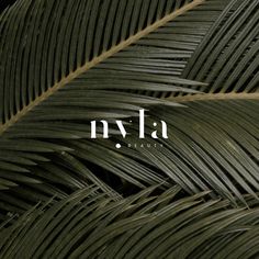 the logo for rlyla beauty is shown on top of a palm tree leaf