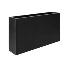 a black rectangular planter on a white background