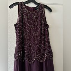 Jkara Nwt Size 12 Beautiful Beaded Eggplant Color Bottom Half Of The Dress Has A Chiffon Layer Excellent Condition Zippered Back Perfect For Event, Wedding, Even Mother Of The Bride Eggplant Color, Size 12 Dress, Beaded Dress, Eggplant, Color Purple, Mother Of The Bride, The Bride, The Dress, Colorful Dresses