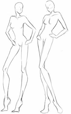 two female mannequins are standing side by side and facing each other with their hands on their hips