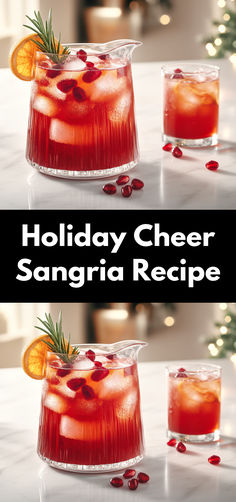 Holiday Cheer Sangria Recipe Festive Punch, Christmas Sangria, Sangria Recipe, Xmas Dinner, Festive Cocktails, Rosemary Sprigs, Sangria Recipes, Holiday Sparkle, Pomegranate Juice