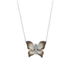 This distinctive nature-inspired butterfly pendant by Simon G. features 0.10 carats of round brilliant cut diamonds. Butterfly Shaped Diamond Necklace, Diamond Butterfly Necklace In Fine Jewelry Style, Diamond Butterfly Charm Jewelry, Elegant Diamond Butterfly Charm Necklace, Luxury Diamond Jewelry With Butterfly Charm, Elegant Diamond Butterfly Necklace With Charm, Diamond Jewelry With Butterfly Charm For Formal Occasions, Formal Diamond Jewelry With Butterfly Charm, Diamond Butterfly Necklace With Diamond Accents