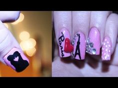 Paris Love - Acrylic Nail Tutorial - Kissing Couple, Eiffel Tower, Paris & 3D Heart Couple Eiffel Tower, Acrylic Nail Tutorial, Paris Theme Wedding, Nails Pedicure, Nails 2016, Paris Themed, Nail Tutorial, Nail Products