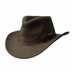 Unsure of what a Dropship item is? Click this link so you are fully informed prior to your purchase! The Dorfman Pacific Officially Licensed Indiana Jones Outback Safari Fedora Hat comes straight out of Raiders of the Lost Ark. For any movie buff or hat fan it is THE quintessential Outback Fedora. With a sleek grosgrain band featuring the Indiana Jones Logo its minimalistic styling is instantly recognized. Made of Water Repellent Wool Felt, and featuring a 3" Brim this hat will keep your head co Indiana Jones Fedora, Fedora Hats For Men, Indiana Jones Hat, Stetson Cowboy Hats, Raiders Of The Lost Ark, Adventure Hat, Lifeguard Hat, Outback Hat, Tactical Cargo Pants