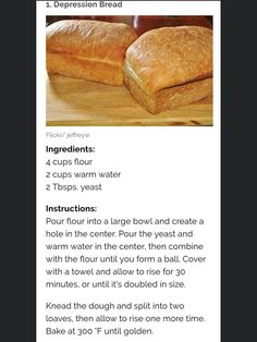 the instructions for how to make a loaf of bread