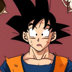 a young gohan is staring at the camera with evil expressions on his face and chest