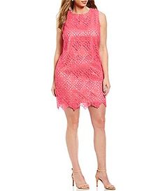 Eliza J Plus Size Sleeveless Lace Sheath Dress Glamorous Spring Sheath Dress, Glamorous Lace Mini Dress For Spring, Glamorous Sheath Mini Dress For Spring, Pink Dresses, Eliza J, Lace Sheath Dress, Clothing Apparel, Dillard's, Sheath Dress