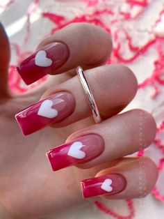 Unconventional Valentines Nails, Really Cute Nails, Gem Nails, Dream Nails, Pretty Acrylic Nails, Valentine's Day Nails, Valentines Nails, Long Acrylic Nails, Love Nails