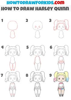 how to draw harley gummy step by step instructions for children and adults in cartoon style