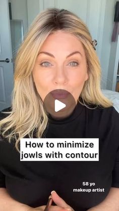 Cheryl | Seint Makeup artist | Mature beauty on Instagram: "I am using a cream highlight and contour to improve the look of my jawline.  The highlight should be 1-2 shades lighter than your main shade.

Comment “con” for a link to products used! 

#contour #jowls #matureskin"