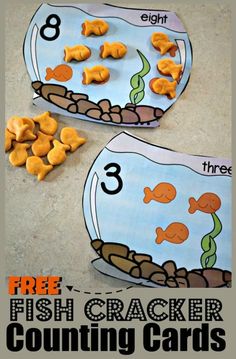 a fish cracker counting game is shown with the words free and an image of it