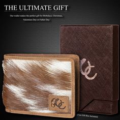 **Each Hair on Wallet is different due to authenticity. There are no duplicates. These are one of a kind wallets!** Leather Bifold Wallet Simple, elegant, and useful. The timeless bifold leather wallet has proven itself a dependable workhorse for decades. Stand out from the crowd by adding a western-style look to this iconic money management tool. The wallet comes with a sturdy, sleek, and stylish gift box perfect for gents who are ready to take their money management game to the next level. Hig Luxury Bifold Wallets With Leather Lining, Luxury Leather Bifold Wallet, Wallet Simple, Black Leather Bifold Wallet, Artisan Hand-tooled Bifold Wallet, Luxury Leather-lined Trifold Wallet For Business, Management Games, Concealed Carry Purse, Leather Money Clips