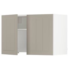 a white cabinet with two doors open on the side and one door closed in front