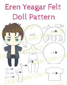 Crafts Anime, Paper Mask Diy, Chibi Plush, Anime Diys, Felt Doll Pattern