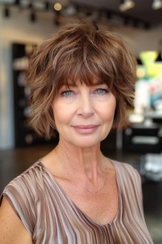 40 Short Shaggy Hairstyles for Women Over 60 That Will Make You Feel Fabulous Short Hair For Square Face Over 50, Shorter Layers On Medium Length Hair, Hair Styles Shag, Fine Hair Shag Haircut, Medium Shag With Bangs, Medium Short Hairstyles, Layered Bob With Bangs Over 50, Short Shaggy Bob Hairstyles