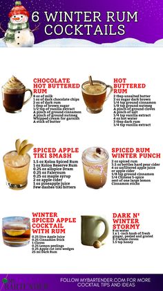 Winter Rum Cocktails Buttered Rum, Cocktails To Try, Hot Buttered Rum, Tropical Holiday, Creative Cocktail, Rum Punch, Rum Cocktail, Dark Rum