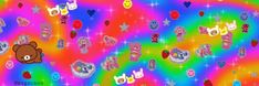 an animated wallpaper with lots of emoticions and teddy bears in rainbow colors