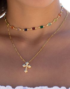 》D E T A I L S《 ✦ M E T A L : chain: Gold Vermeil Cross: Gold plated This listing is for the cross necklace ONLY. The multi colored choker is not included. If you need a shorter or longer chain, please contact me and I'll be happy to make it specially for you. ✦••✧••✦••✧••✦••✧••✦••✧••✦••✧••✦••✧••✦••✧••✦••✧••✦ 》✦ $•$•$ S A V E • B U Y • M O R E $•$•$ ✦《 Use the code ”MARESIA2” and get 10% OFF when you buy 2 items. Use the code “MARESIA3” and get 15% OFF when you buy 3 or more items. ✦••✧••✦••✧••✦ Cross Necklace Gold, Spain Trip, Cross Gold, Gold Cross Necklace, Cross Chain, Freshman Year, Elegant Nails, Chain Gold, Gold Cross