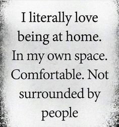 a quote that says i literally love being at home in my own space comfortable not surrounded by people