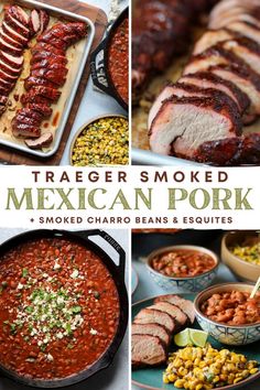 the mexican pork recipe is shown in four different pictures