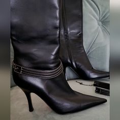 Nwt Bruno Magli Tall Boots Pointed Toe, Size 36, Us Size 6, Best For Narrow Feet. Genuine Italian Leather, Very Soft. Made In Italy. The Accessory On The Shoe Is Removable. The Boots Are Beautiful, Very Classy. Never Worn. Heel Is 3.5" Let Me Know If You Have Any Questions. Elegant Ankle-high Heeled Boots, Designer Heeled Boots With Reinforced Heel For Business, Designer Business Heeled Boots With Reinforced Heel, Designer Boots For Work, Luxury Fitted Boots With Buckle Closure, Designer Fitted Heeled Boots For Office, Designer Formal Winter Boots, Elegant Heeled Boots With Buckle Closure For Office, Elegant Office Heeled Boots With Buckle Closure