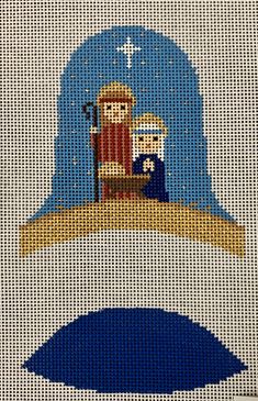 cross stitch nativity scene depicting the birth of jesus