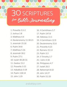 the 30 bible journal with an orange and blue border over it that says, 30 scripturess for bible journaling