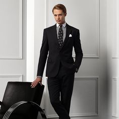 Fine Italian craftsmanship and premium fabrics developed with the world’s best mills define Purple Label suiting as illustrated by this strong-shouldered jacket and straight-leg trousers. Each piece is hand-tailored from lightweight crease-resistant twill. Lauren Gregory, Business Travel Bag, Italian Craftsmanship, Purple Label, Straight Leg Trousers, Business Travel, Mens Suits, Wedding Inspo, World's Best