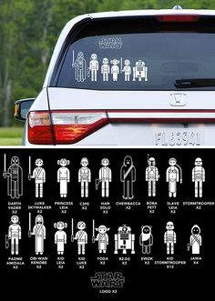 star wars decals on the back of a car with instructions for how to use them