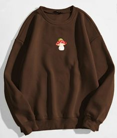 Mushroom Chocolate, Application Letters, Mushroom Print, Outfit Korean, Training Clothes, Comfy Hoodies, Women's Casual