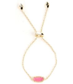 From Kendra Scott&#x2C; this bracelet features:Whether you like your bracelets loose or close to the wrist&#x2C; our Elaina Adjustable Chain Bracelet is a delicate addition to any arm party. Chain bracelet14k gold plated over brassAdjustable sliding clasp closureApprox. 0.38" L x 0.75" W stationary pendant; 9" L circumferenceImported.Please note: Due to the one-of-a-kind nature of the medium&#x2C; exact color pattern Kendra Bracelet, Enewton Jewelry, Preppy Necklaces, Kendra Scott Necklace Elisa, Kendra Scott Bracelet, Preppy Jewelry, Kendra Scott Necklace, School Jewelry, Kendra Scott Earrings