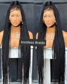 Box braids made on a front lace and full lace wig. Unit can be styled as desired Color - 1 Lace type- 13*6, full lace Length- 40 inches Bleached Knot- ✅ Baby hairs- ✅ All our braided wigs are handmade wigs, carefully hand-picked and crafted by selected professional braiders. We bleach the knots for a very realistic look. We provide babyhair in all our wigs, if you do not need it, you can take it off or add note to that effect. All our wigs comes with the big elastic band, our full lace wigs come Conrow Lace Wigs, Braided Lace Wig, Lace Front Braided Wigs For Black Women, Knotless Box Braids Lace Wig, Full Lace Braided Wigs, Lace Braided Wigs, Note Less Braids, Braid Wig Styles, Braided Wigs For Black Women Lace