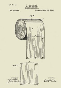 an old toilet paper roll from the early 1900's is shown in this drawing